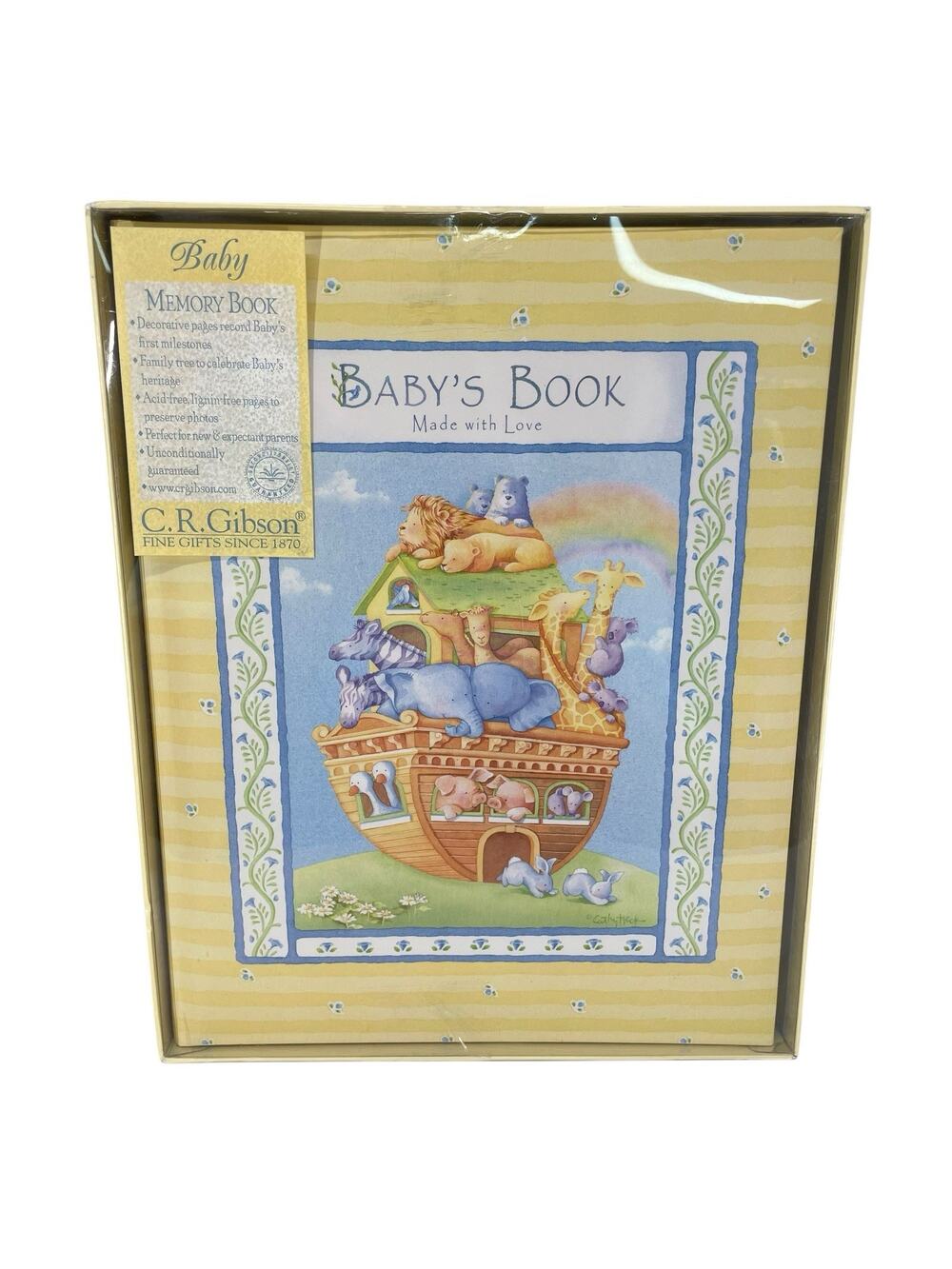 NEW Vintage Y2K C.R. Gibson Baby Memory Book Noah's Ark HTF Photos Milestones